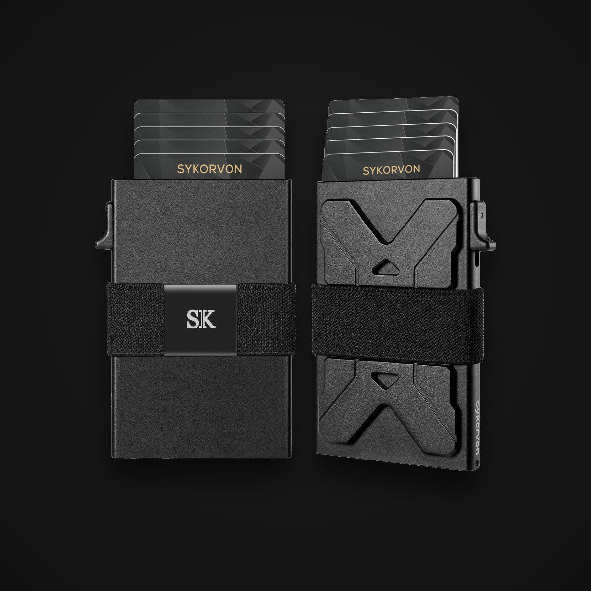 Aluminum Card Wallet, matte black, on charcoal