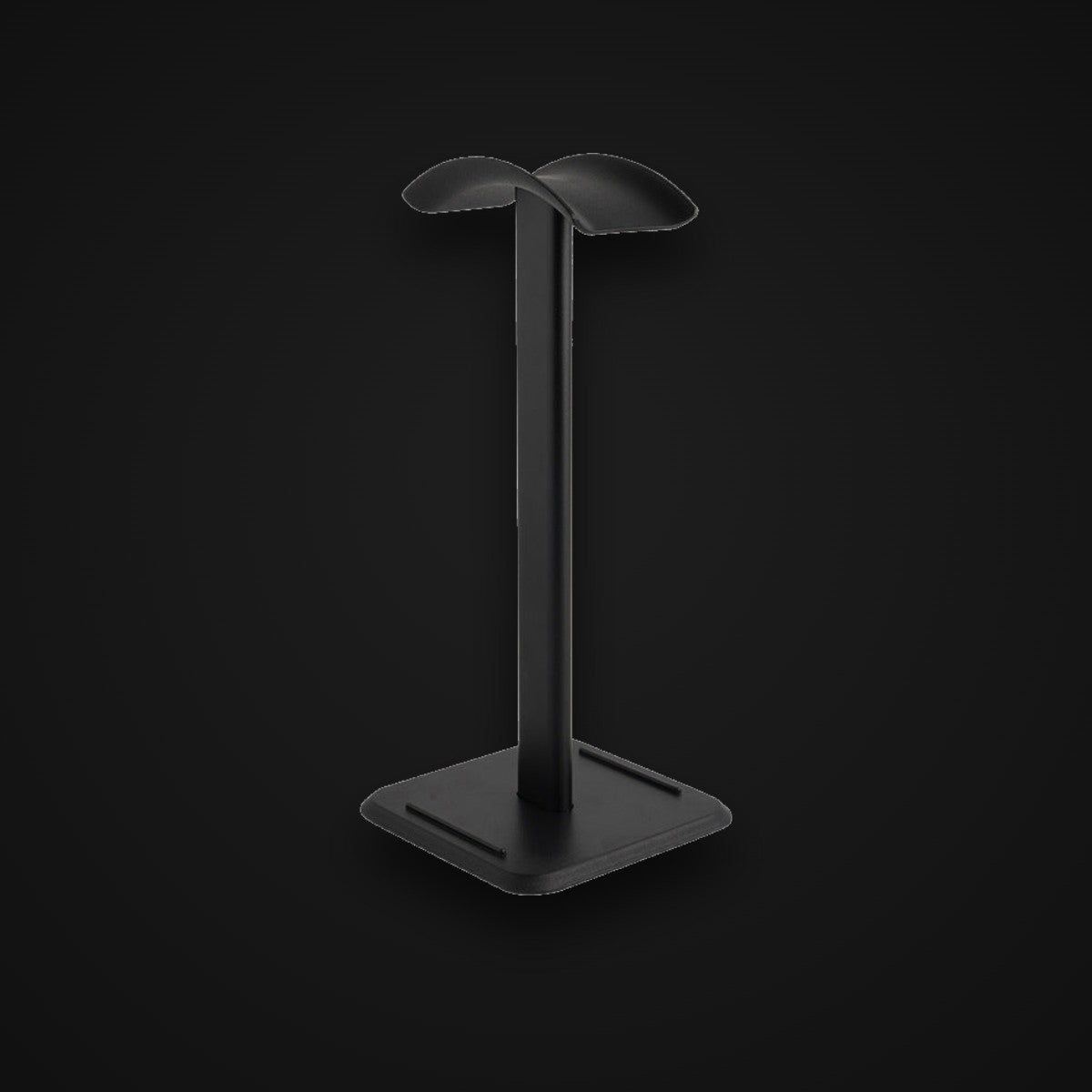 Aluminum Headphone Stand, matte black, on charcoal