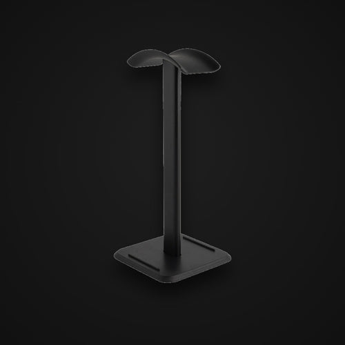 Aluminum Headphone Stand, matte black, on charcoal