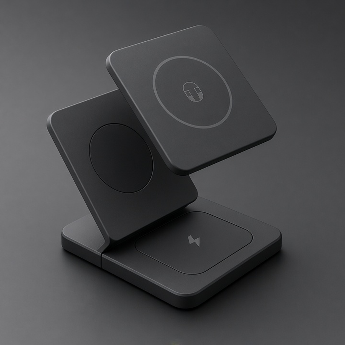 Folding Magnetic Charging Stand, matte black, on graphite