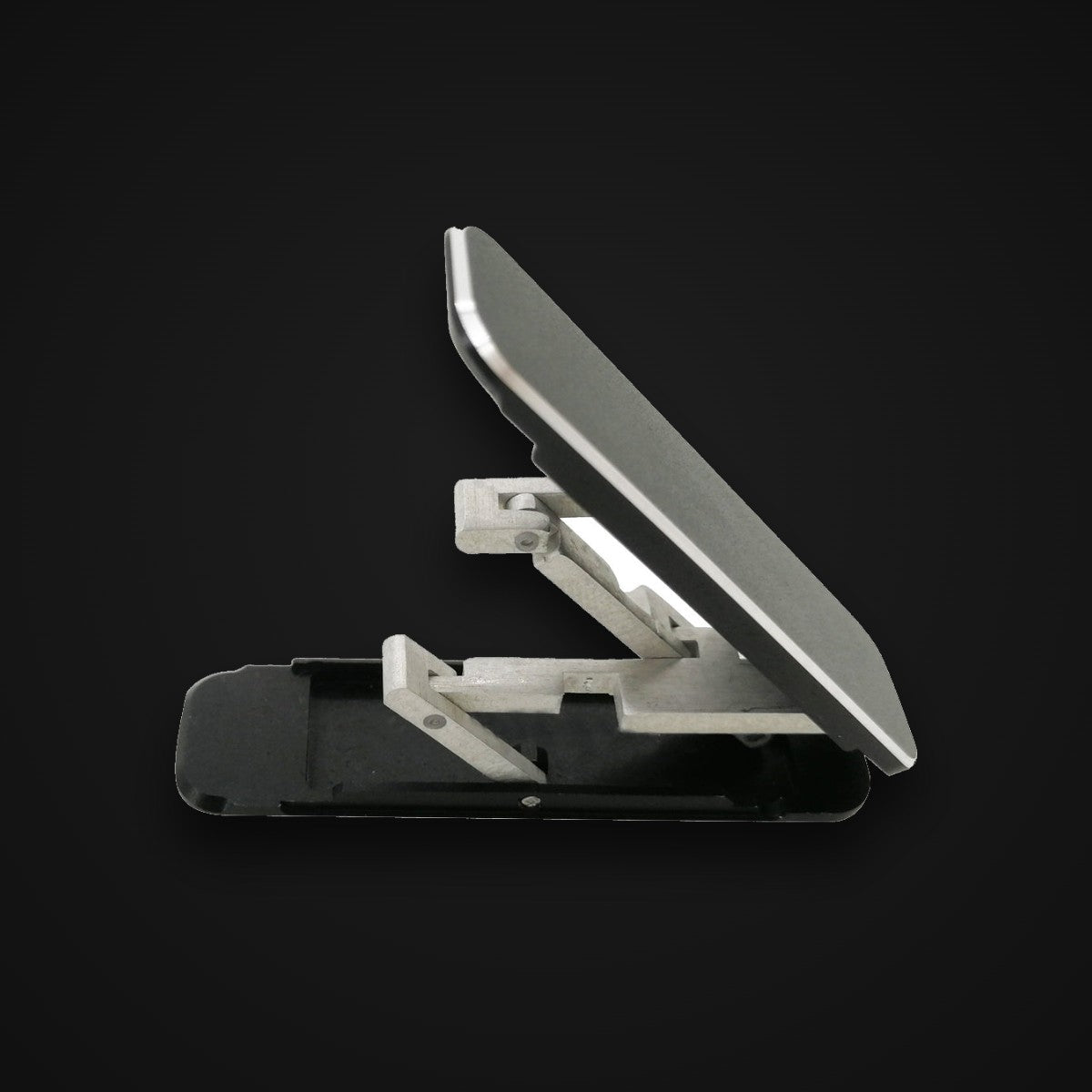 Folding Phone Stand, matte black, on charcoal