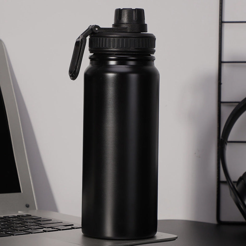 Insulated Bottle, 1 L, matte black, on charcoal