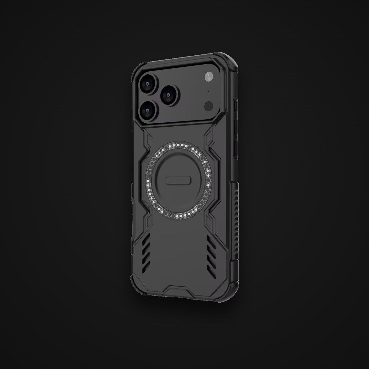 iPhone 17 Pro Case, matte black, on charcoal