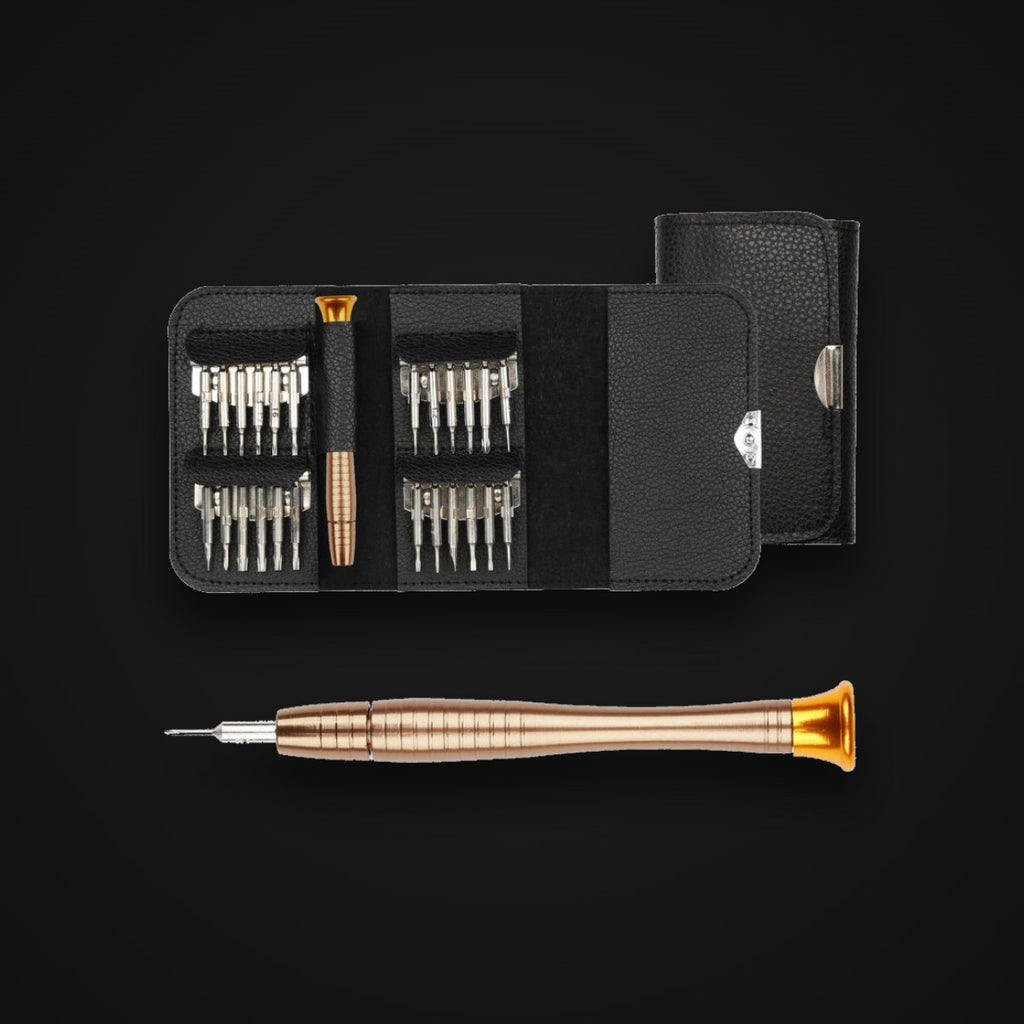 Precision Screwdriver Kit, matte black, on charcoal