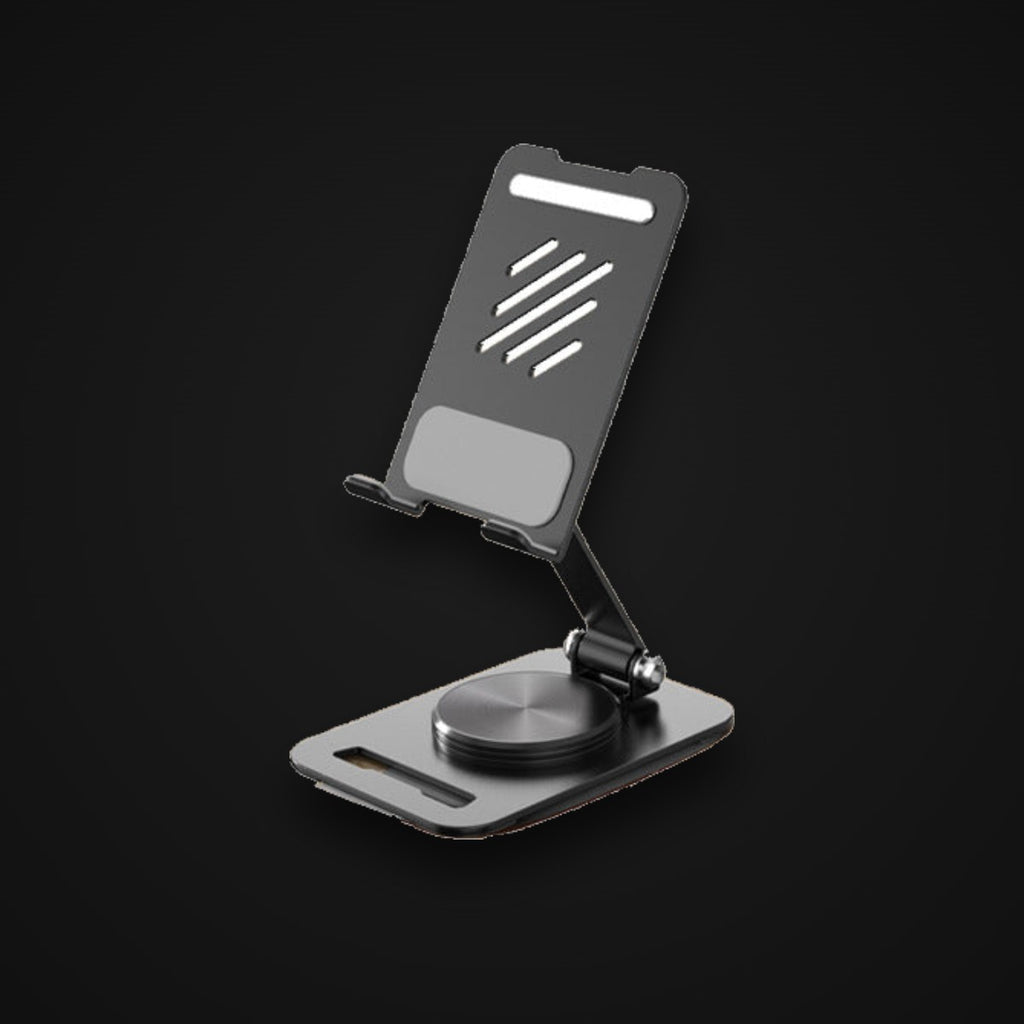 Rotating Phone Stand, matte black, on charcoal