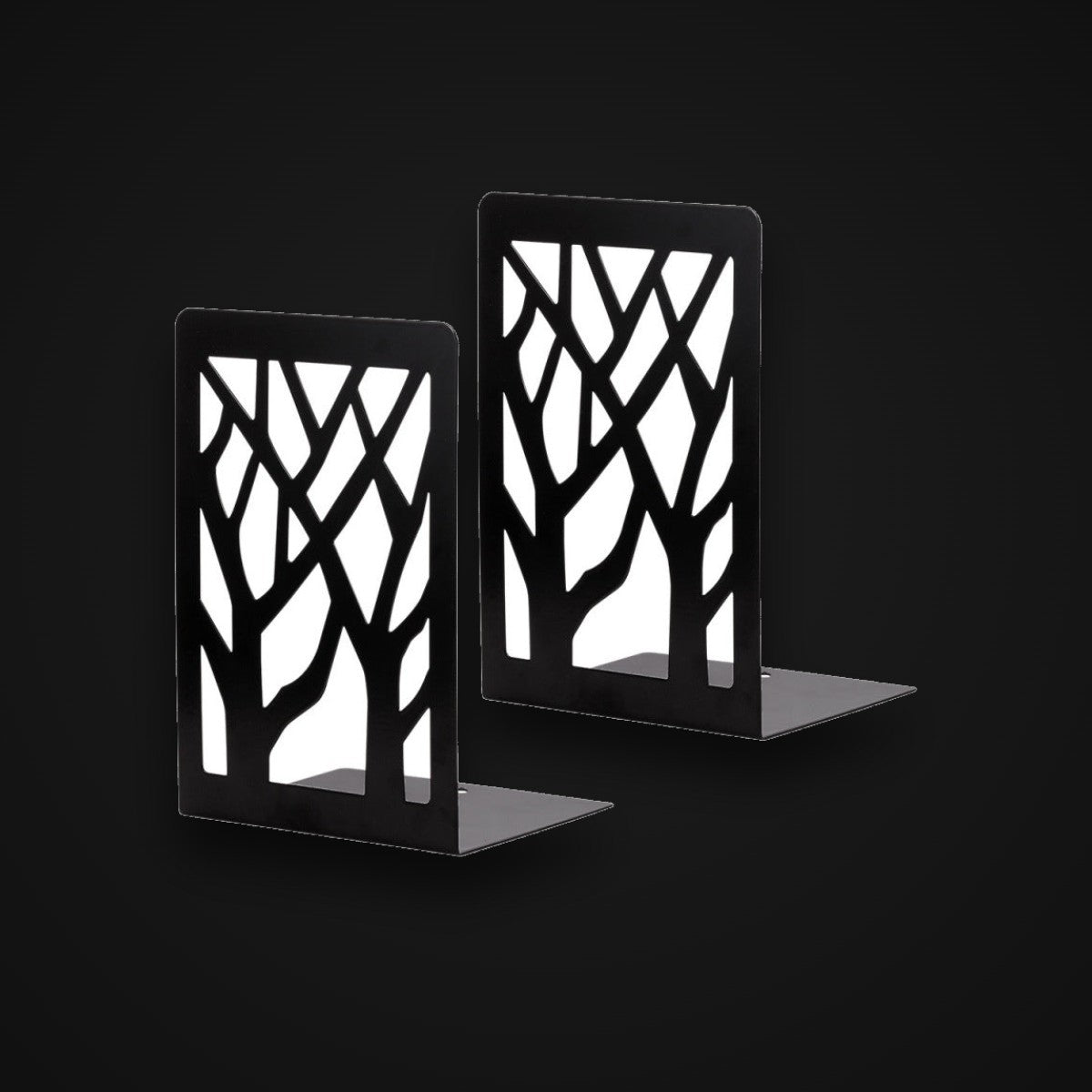 Steel Bookends, matte black, on charcoal