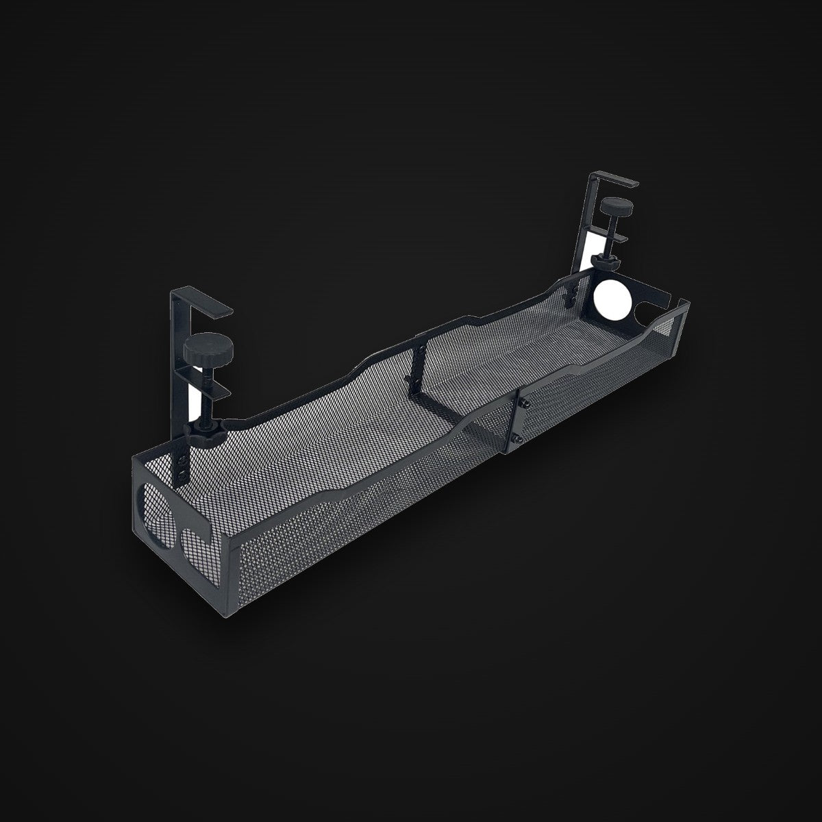 Under-Desk Cable Tray, matte black, on charcoal